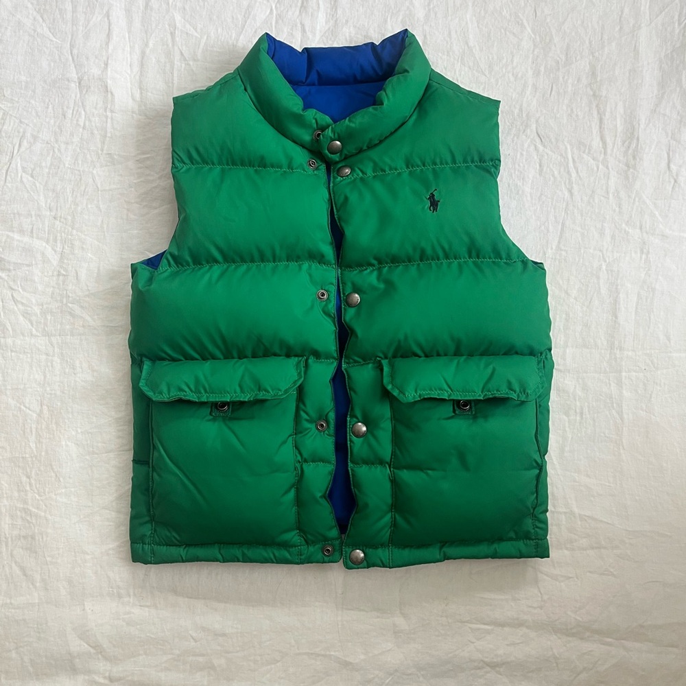 Polo by Ralph Lauren Reversible Green/Blue Puffer Vest (7)